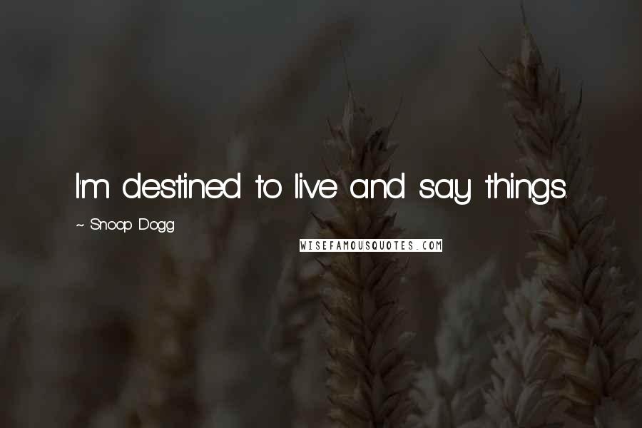 Snoop Dogg Quotes: I'm destined to live and say things.