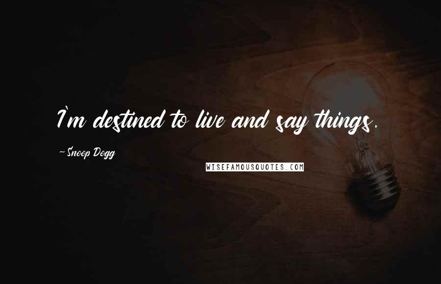 Snoop Dogg Quotes: I'm destined to live and say things.