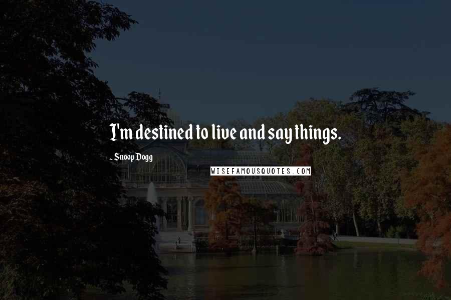 Snoop Dogg Quotes: I'm destined to live and say things.