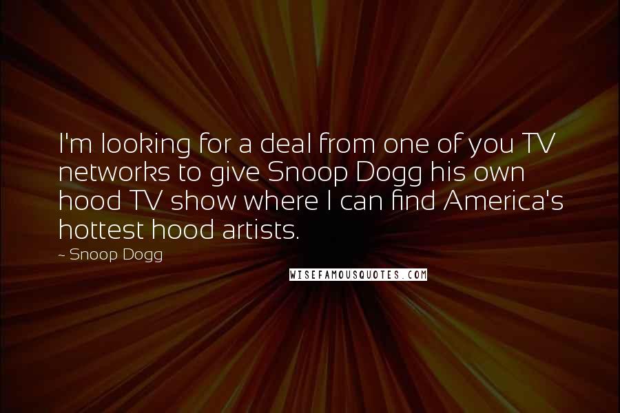 Snoop Dogg Quotes: I'm looking for a deal from one of you TV networks to give Snoop Dogg his own hood TV show where I can find America's hottest hood artists.