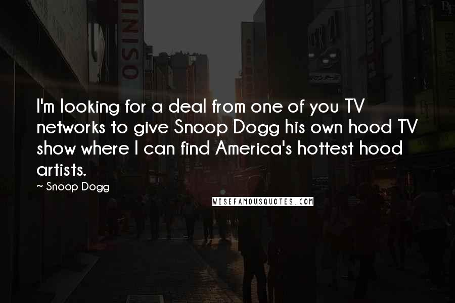 Snoop Dogg Quotes: I'm looking for a deal from one of you TV networks to give Snoop Dogg his own hood TV show where I can find America's hottest hood artists.