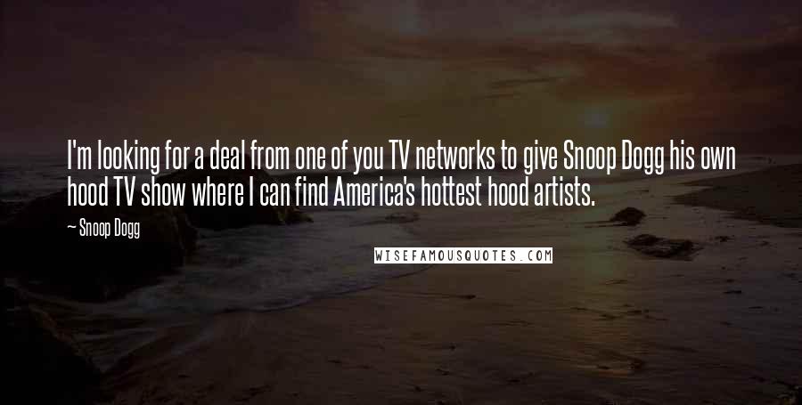 Snoop Dogg Quotes: I'm looking for a deal from one of you TV networks to give Snoop Dogg his own hood TV show where I can find America's hottest hood artists.
