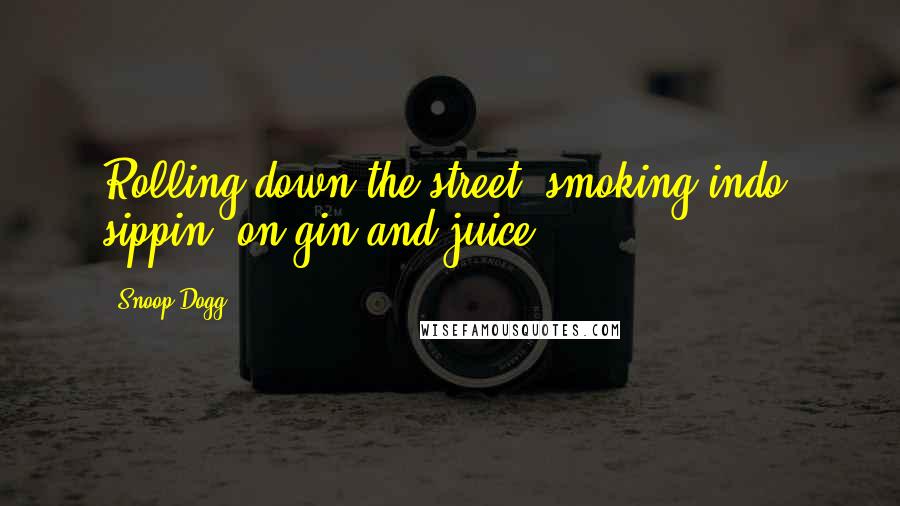 Snoop Dogg Quotes: Rolling down the street, smoking indo, sippin' on gin and juice.