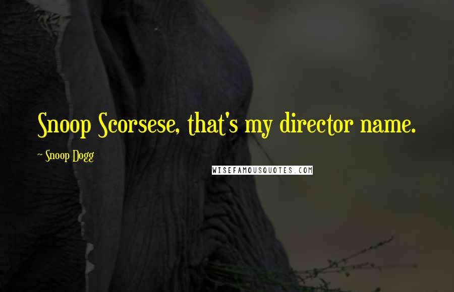 Snoop Dogg Quotes: Snoop Scorsese, that's my director name.