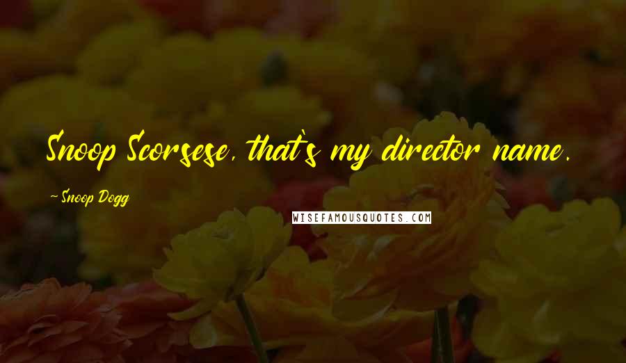 Snoop Dogg Quotes: Snoop Scorsese, that's my director name.