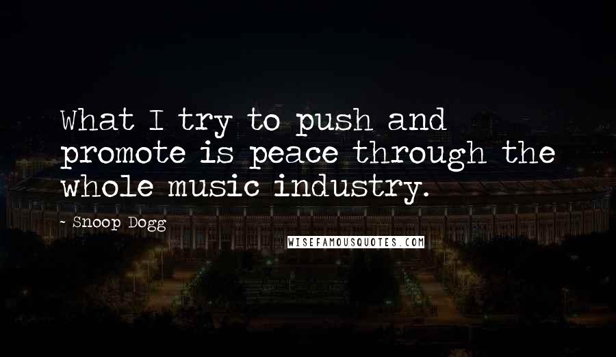 Snoop Dogg Quotes: What I try to push and promote is peace through the whole music industry.