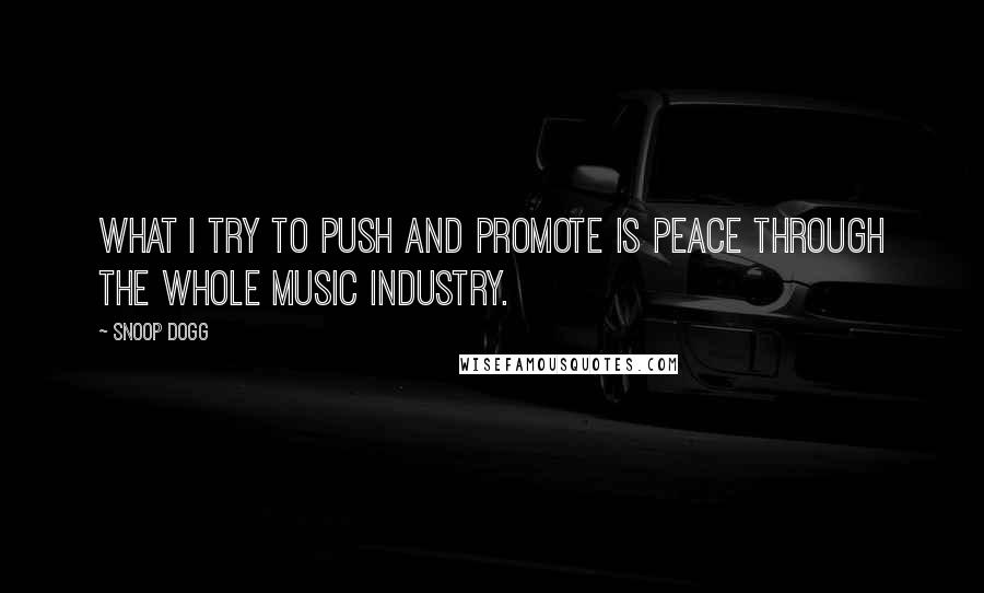 Snoop Dogg Quotes: What I try to push and promote is peace through the whole music industry.