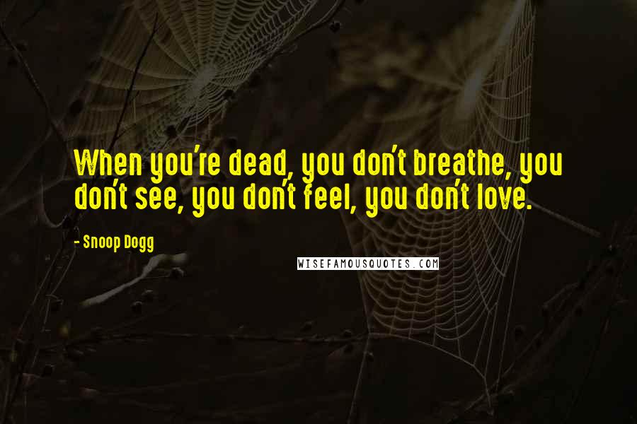 Snoop Dogg Quotes: When you're dead, you don't breathe, you don't see, you don't feel, you don't love.