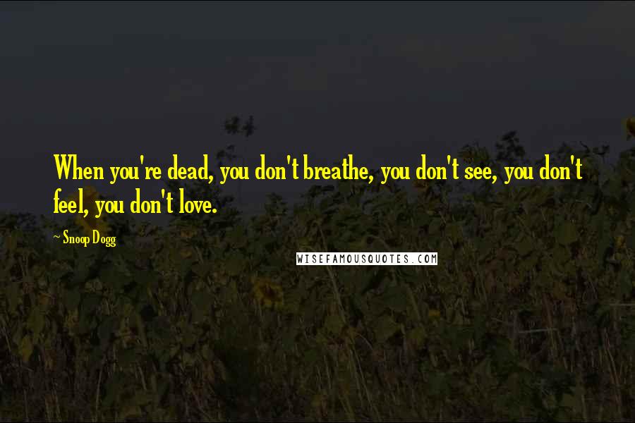 Snoop Dogg Quotes: When you're dead, you don't breathe, you don't see, you don't feel, you don't love.