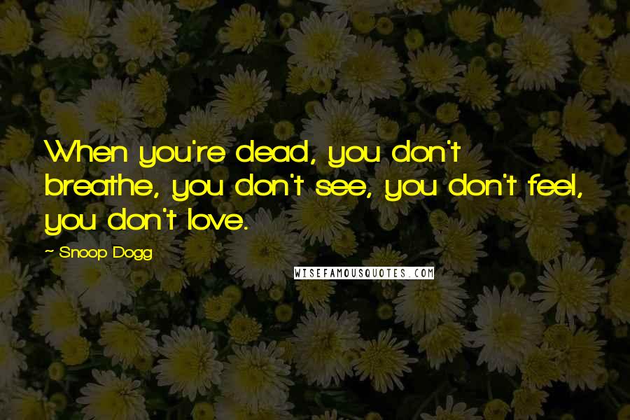 Snoop Dogg Quotes: When you're dead, you don't breathe, you don't see, you don't feel, you don't love.