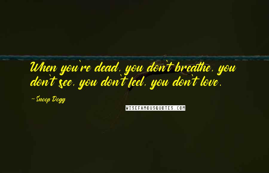 Snoop Dogg Quotes: When you're dead, you don't breathe, you don't see, you don't feel, you don't love.