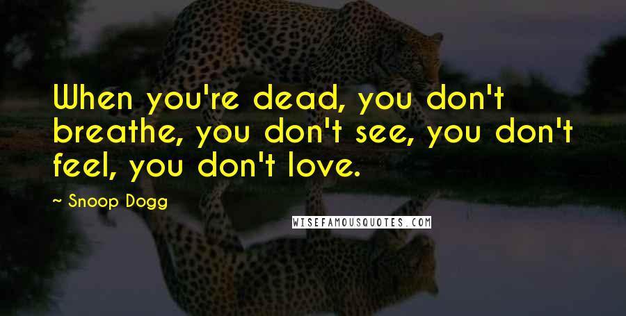 Snoop Dogg Quotes: When you're dead, you don't breathe, you don't see, you don't feel, you don't love.