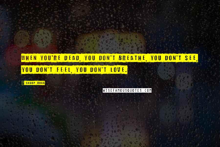 Snoop Dogg Quotes: When you're dead, you don't breathe, you don't see, you don't feel, you don't love.