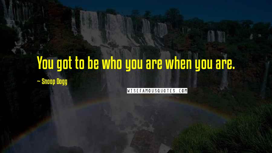 Snoop Dogg Quotes: You got to be who you are when you are.