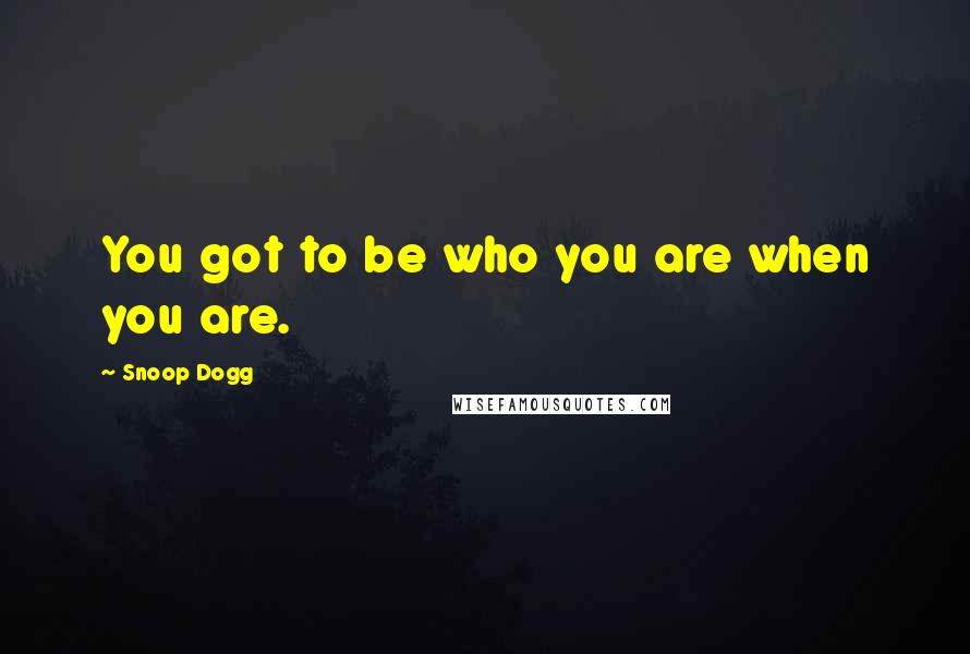 Snoop Dogg Quotes: You got to be who you are when you are.
