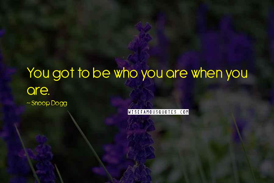 Snoop Dogg Quotes: You got to be who you are when you are.