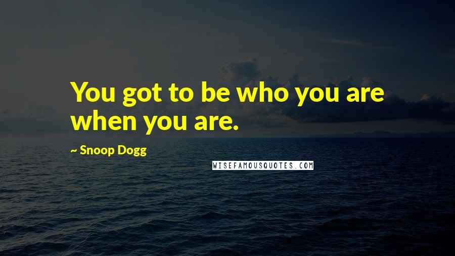 Snoop Dogg Quotes: You got to be who you are when you are.
