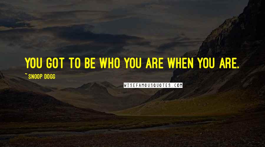 Snoop Dogg Quotes: You got to be who you are when you are.