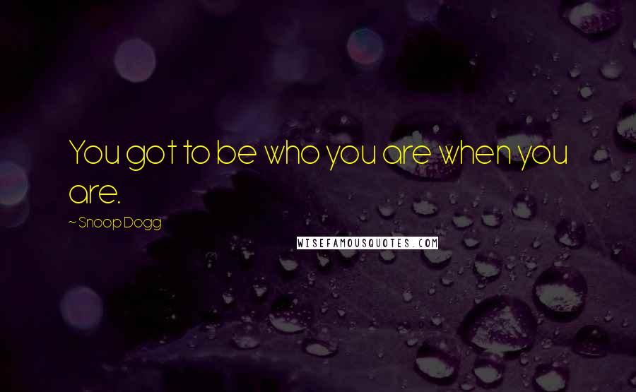 Snoop Dogg Quotes: You got to be who you are when you are.