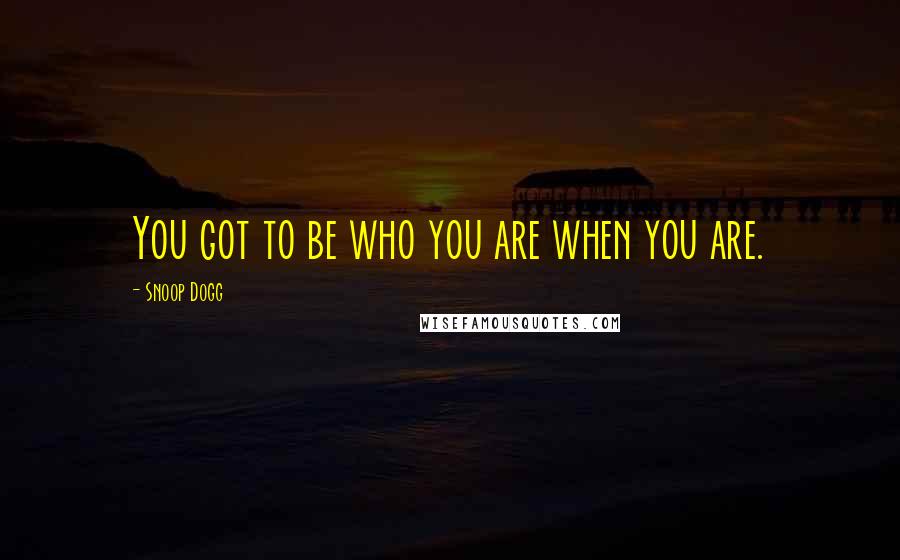 Snoop Dogg Quotes: You got to be who you are when you are.