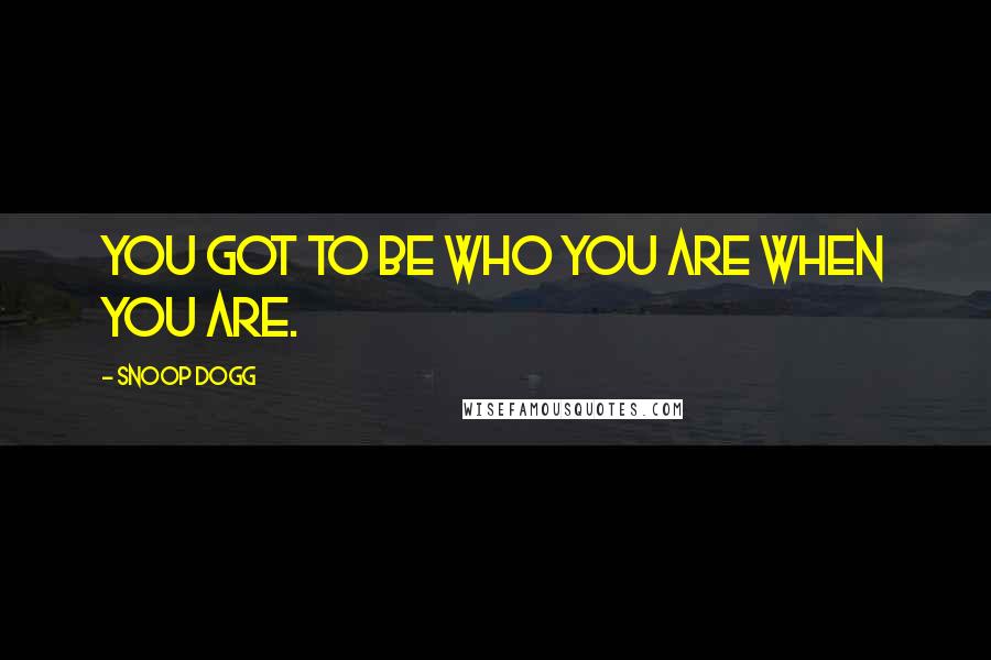 Snoop Dogg Quotes: You got to be who you are when you are.