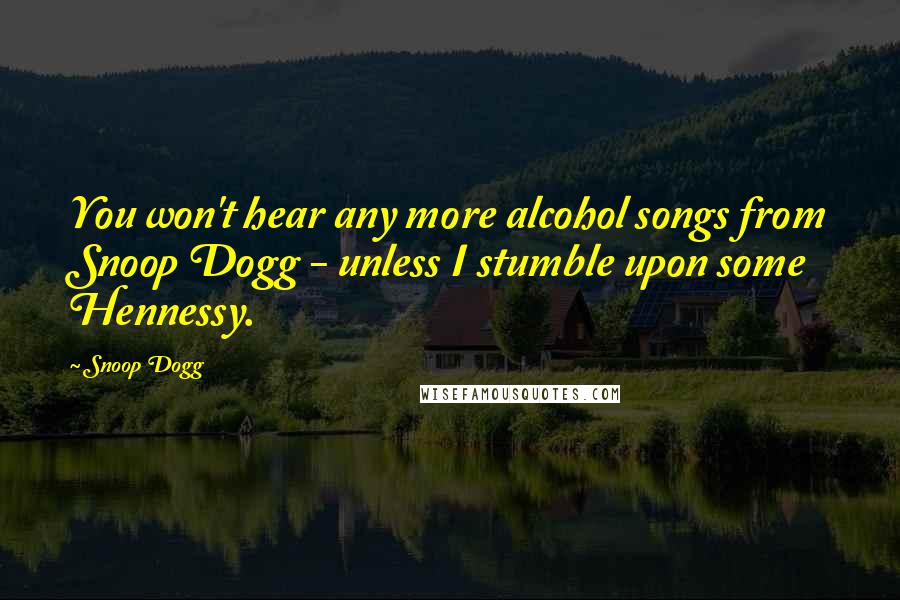 Snoop Dogg Quotes: You won't hear any more alcohol songs from Snoop Dogg - unless I stumble upon some Hennessy.