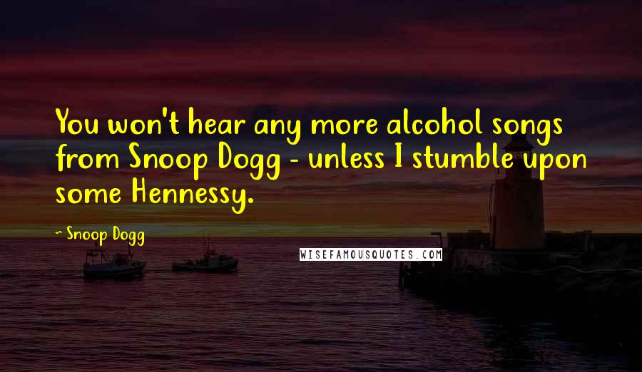 Snoop Dogg Quotes: You won't hear any more alcohol songs from Snoop Dogg - unless I stumble upon some Hennessy.