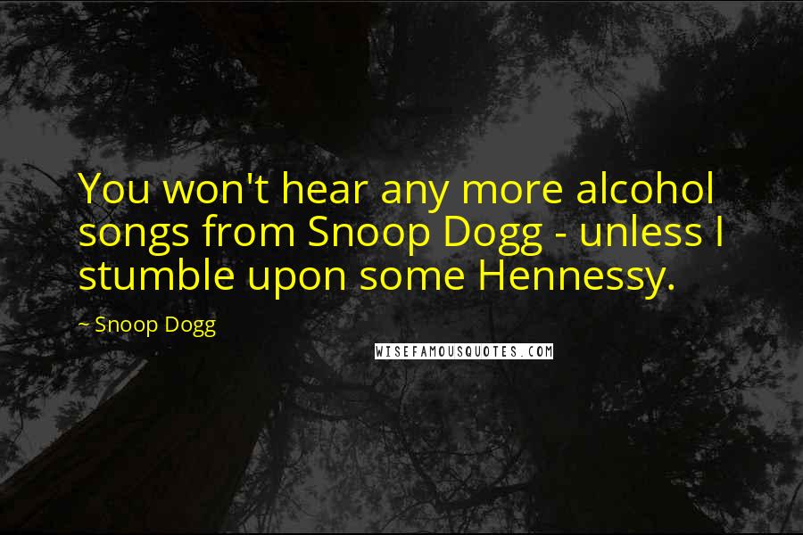 Snoop Dogg Quotes: You won't hear any more alcohol songs from Snoop Dogg - unless I stumble upon some Hennessy.