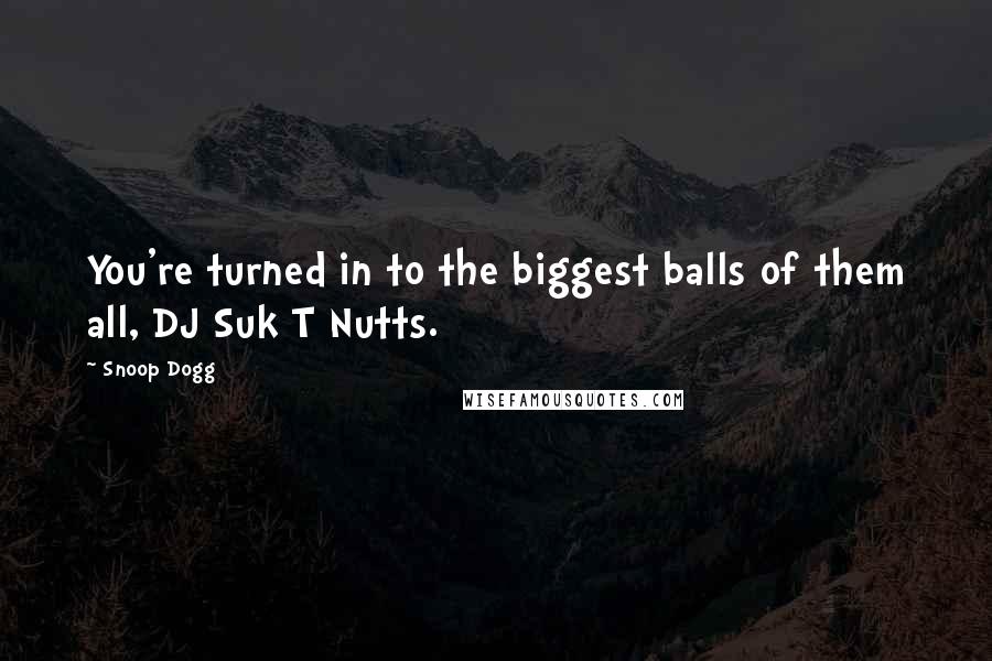 Snoop Dogg Quotes: You're turned in to the biggest balls of them all, DJ Suk T Nutts.