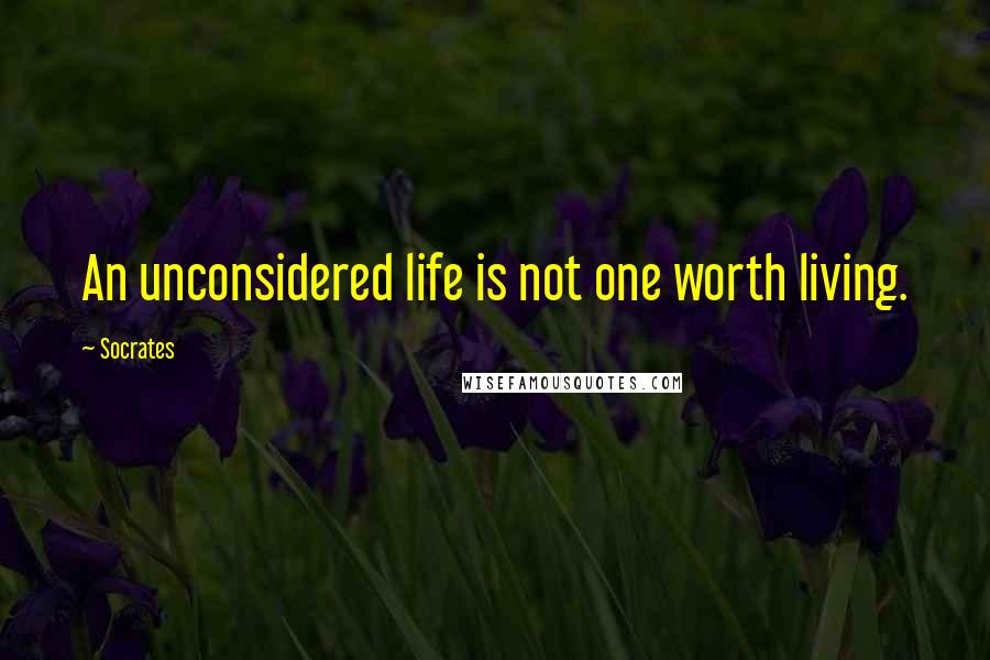 Socrates Quotes: An unconsidered life is not one worth living.