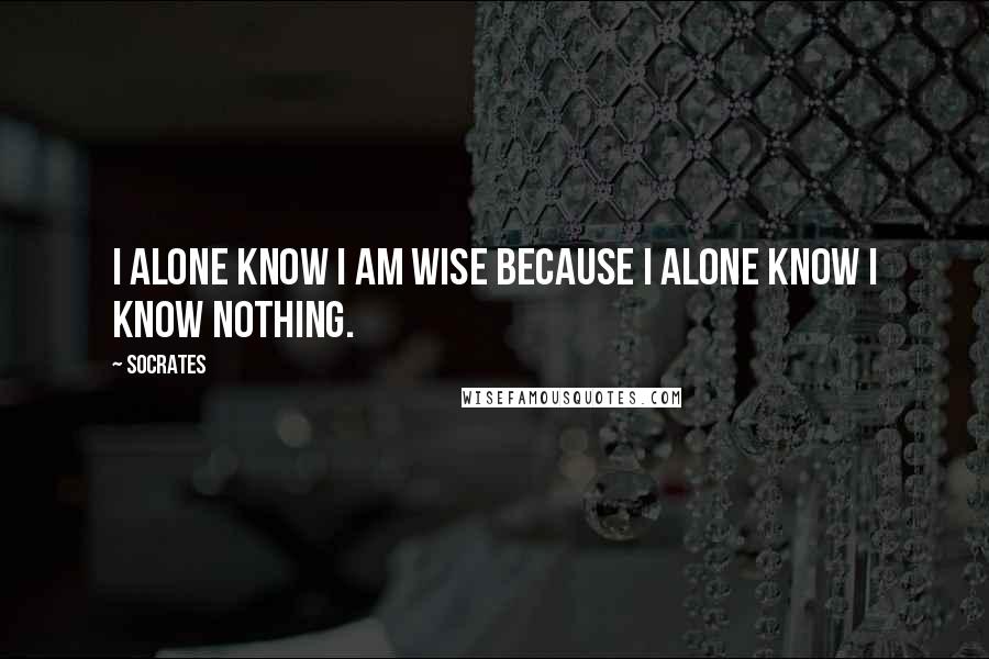 Socrates Quotes: I alone know I am wise because I alone know I know nothing.