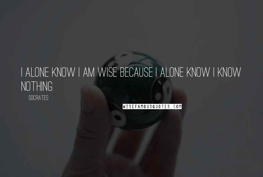 Socrates Quotes: I alone know I am wise because I alone know I know nothing.