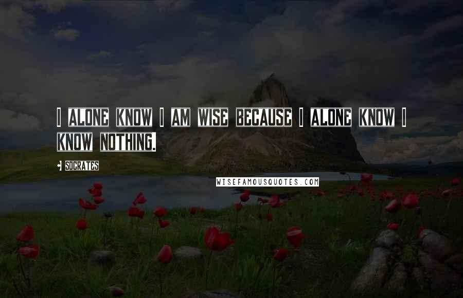 Socrates Quotes: I alone know I am wise because I alone know I know nothing.