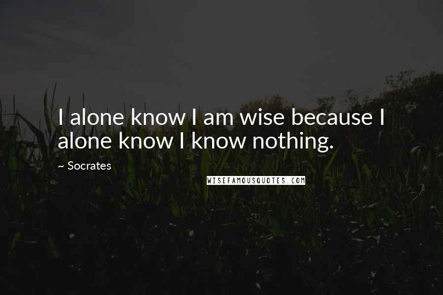 Socrates Quotes: I alone know I am wise because I alone know I know nothing.