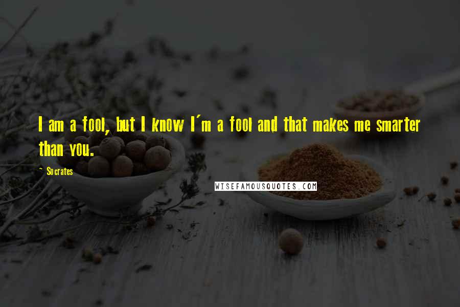 Socrates Quotes: I am a fool, but I know I'm a fool and that makes me smarter than you.