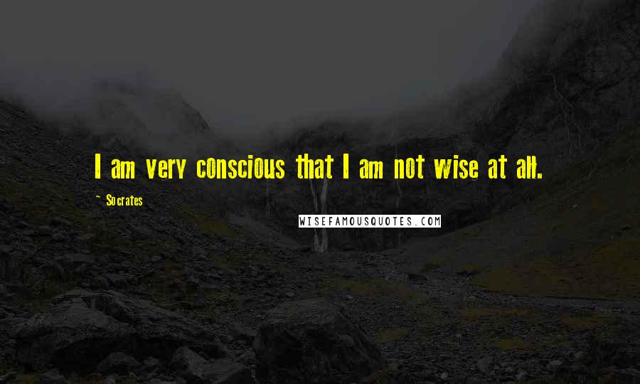 Socrates Quotes: I am very conscious that I am not wise at all.