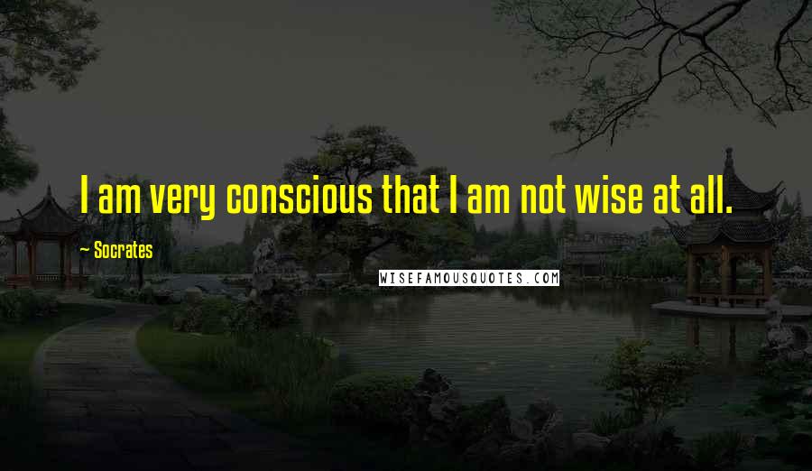 Socrates Quotes: I am very conscious that I am not wise at all.