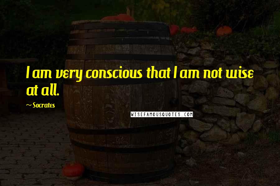Socrates Quotes: I am very conscious that I am not wise at all.