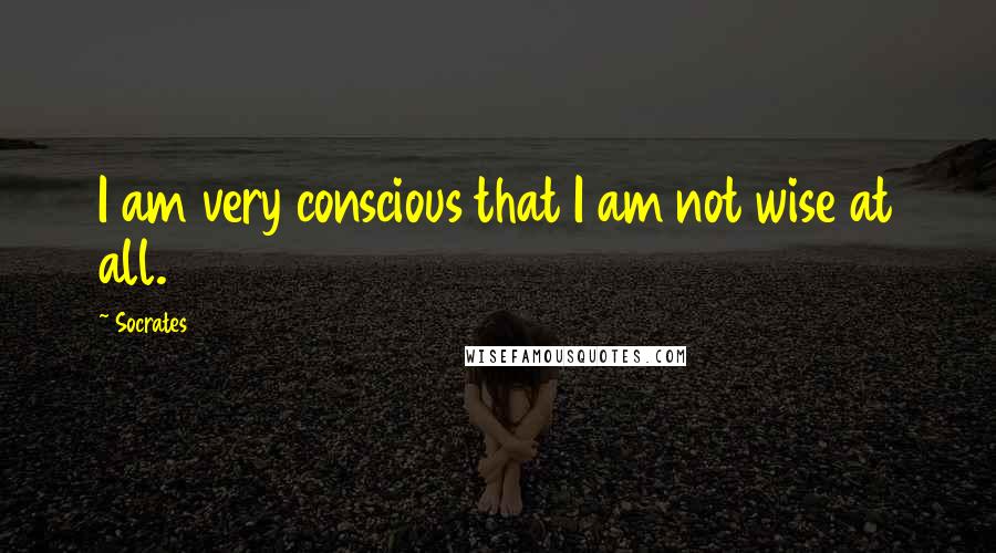 Socrates Quotes: I am very conscious that I am not wise at all.