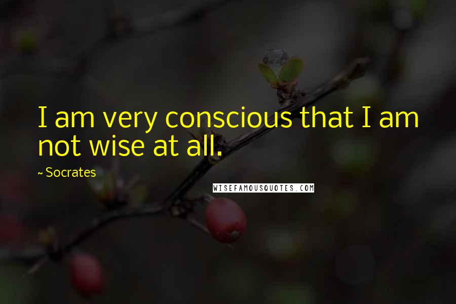 Socrates Quotes: I am very conscious that I am not wise at all.
