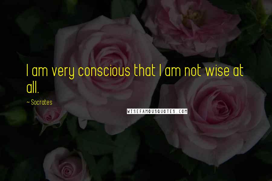 Socrates Quotes: I am very conscious that I am not wise at all.