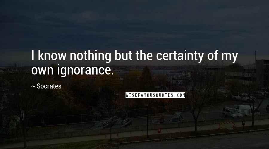 Socrates Quotes: I know nothing but the certainty of my own ignorance.