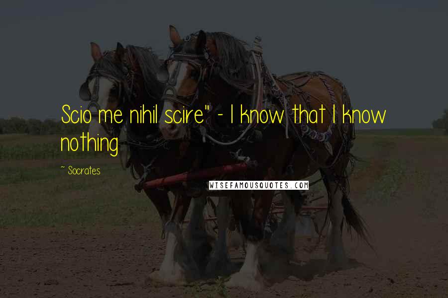 Socrates Quotes: Scio me nihil scire" - I know that I know nothing