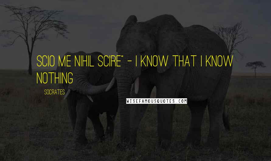 Socrates Quotes: Scio me nihil scire" - I know that I know nothing