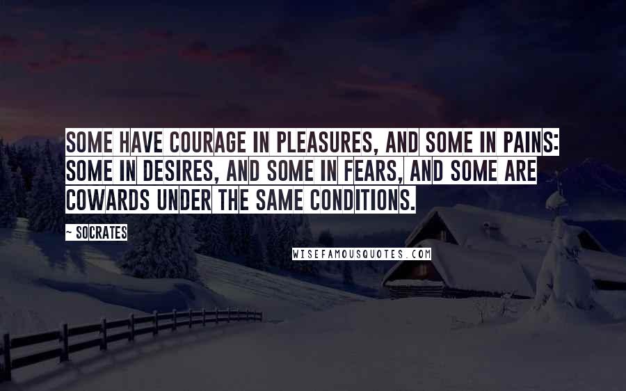 Socrates Quotes: Some have courage in pleasures, and some in pains: some in desires, and some in fears, and some are cowards under the same conditions.