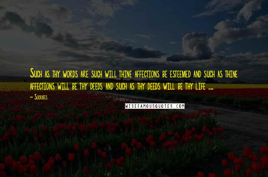 Socrates Quotes: Such as thy words are such will thine affections be esteemed and such as thine affections will be thy deeds and such as thy deeds will be thy life ...