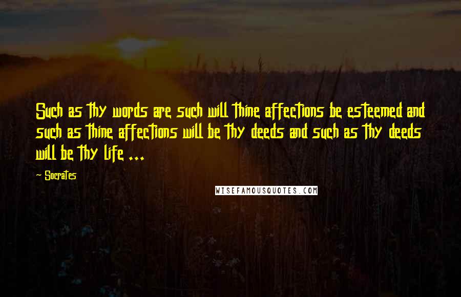 Socrates Quotes: Such as thy words are such will thine affections be esteemed and such as thine affections will be thy deeds and such as thy deeds will be thy life ...