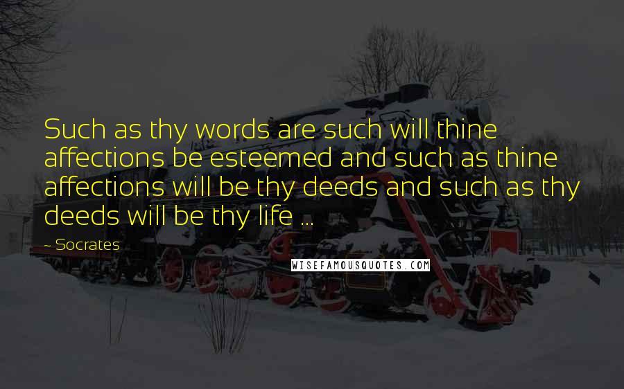 Socrates Quotes: Such as thy words are such will thine affections be esteemed and such as thine affections will be thy deeds and such as thy deeds will be thy life ...