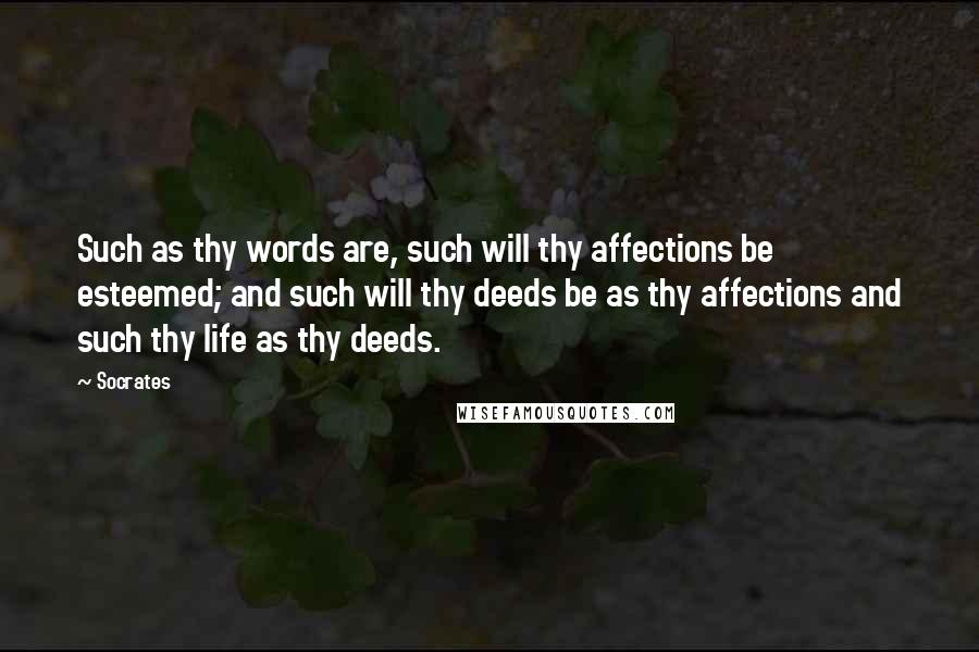 Socrates Quotes: Such as thy words are, such will thy affections be esteemed; and such will thy deeds be as thy affections and such thy life as thy deeds.