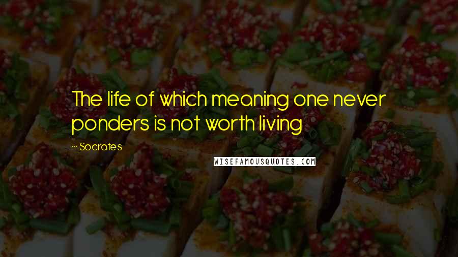 Socrates Quotes: The life of which meaning one never ponders is not worth living